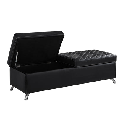 1st Choice Modern 56.7" Bed Bench with Storage Black Leather