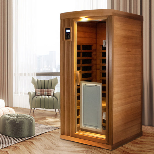 1 Person Far Infrared Indoor Sauna – Low EMF Red Cedar Home Sauna with Bluetooth - 1st Choice Furniture Direct