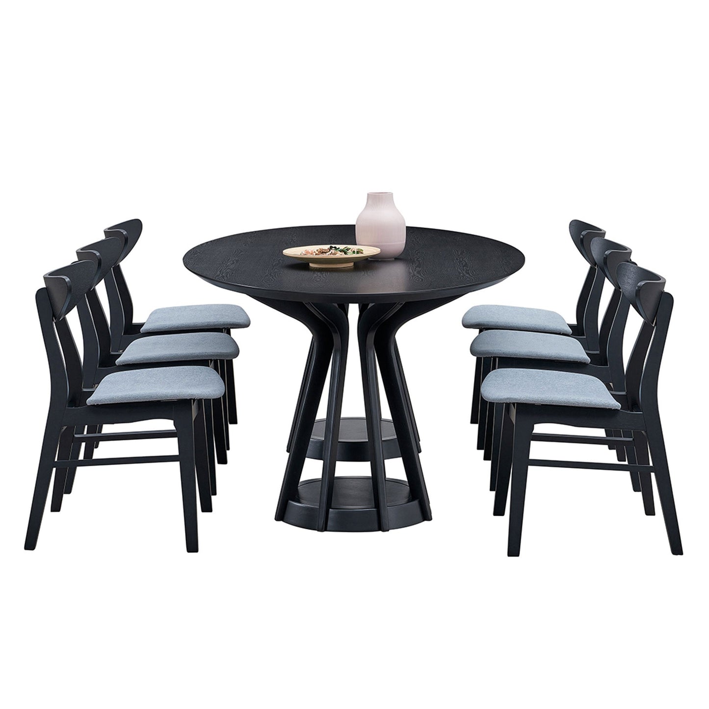 (1 Table+6 Chairs) 78.74 Inch Modern Dining Table Set of 7 pcs,Wooden Table and Chairs for Living Room,Large Kitchen Set Oval Table for Restaurant,Black - 1st Choice Furniture Direct