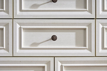 10 Drawer Dresser Chest for Bedroom with Wooden Base and Riser Trim, Wooden Rustic Rustic Chest of Drawers, Storage Dresser for Bedroom, Living Room - 1st Choice Furniture Direct