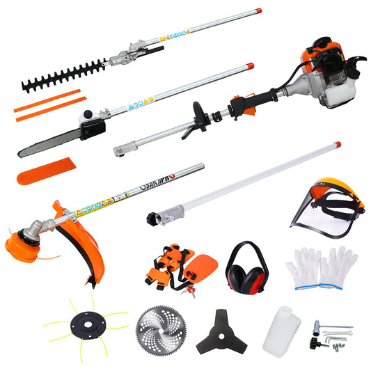 10 in 1 Multi - Functional Trimming Tool, 33CC 2 - Cycle Garden Tool System with Gas Pole Saw, Hedge Trimmer, Grass Trimmer, and Brush Cutter EPA Compliant - 1st Choice Furniture Direct