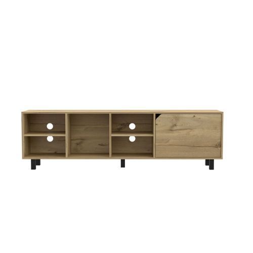 1st Choice Tv Stand up 70" with Four Open Shelves & Five Legs in Light Oak