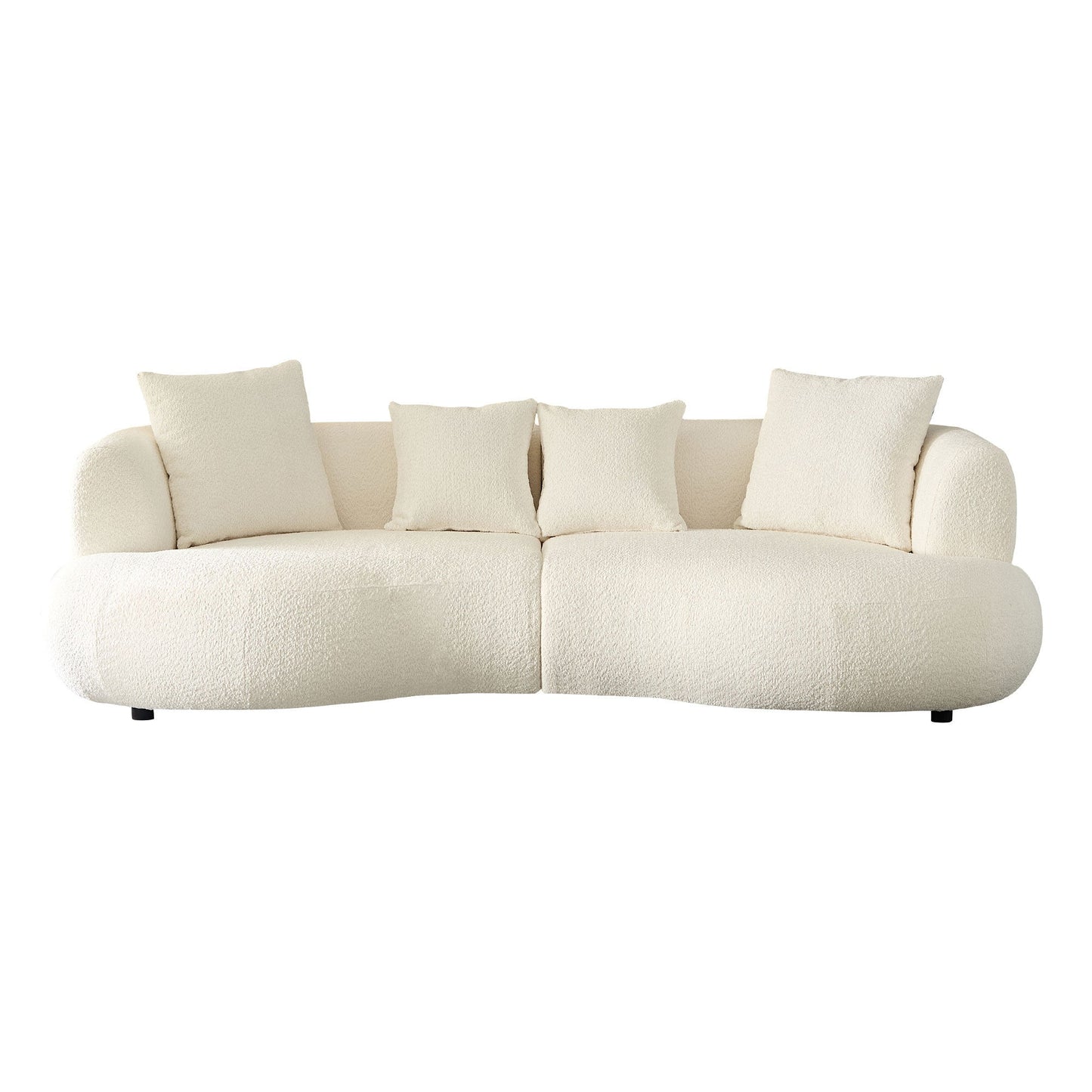 102.36 inch Mid Century Modern Sectional Curved Sofa Couch, Comfy Sofa for Living Room,Upholstered 4 - Seat Sofa Boucle Fabric Cream Style Couch for Apartment,White - 1st Choice Furniture Direct