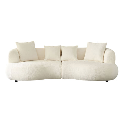 102.36 inch Mid Century Modern Sectional Curved Sofa Couch, Comfy Sofa for Living Room,Upholstered 4 - Seat Sofa Boucle Fabric Cream Style Couch for Apartment,White - 1st Choice Furniture Direct