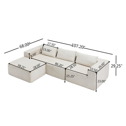 107' Compressed Sectional Sofas (Beige) - 1st Choice Furniture Direct