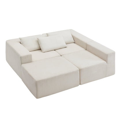 107' Compressed Sectional Sofas (Beige) - 1st Choice Furniture Direct