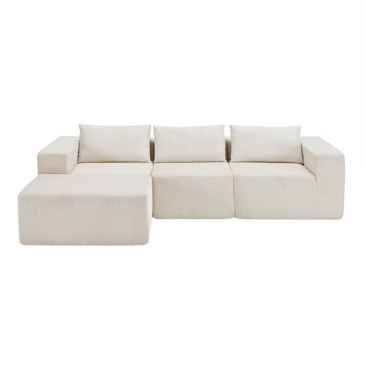 107' Compressed Sectional Sofas (Beige) - 1st Choice Furniture Direct