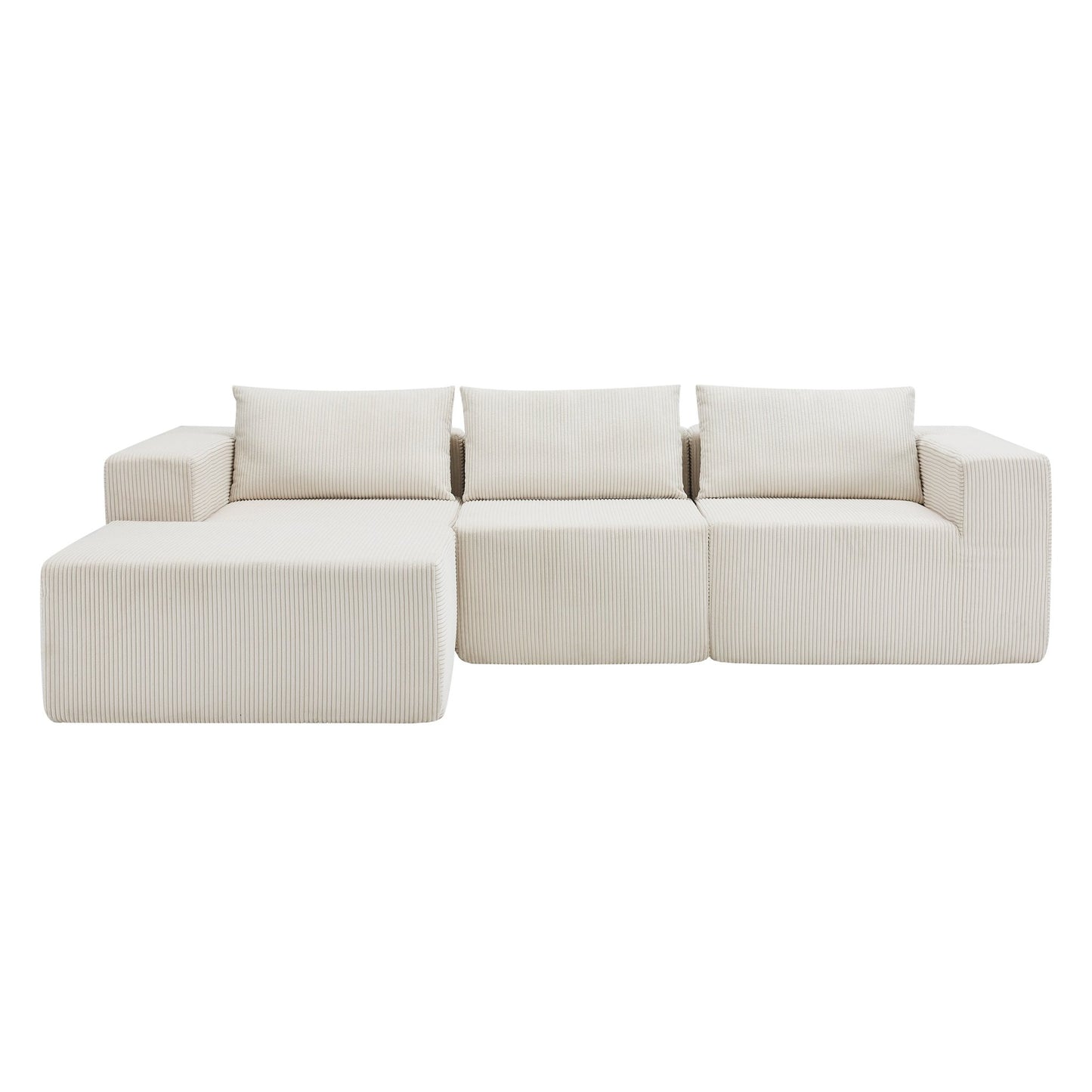 107' Compressed Sectional Sofas (Beige) - 1st Choice Furniture Direct