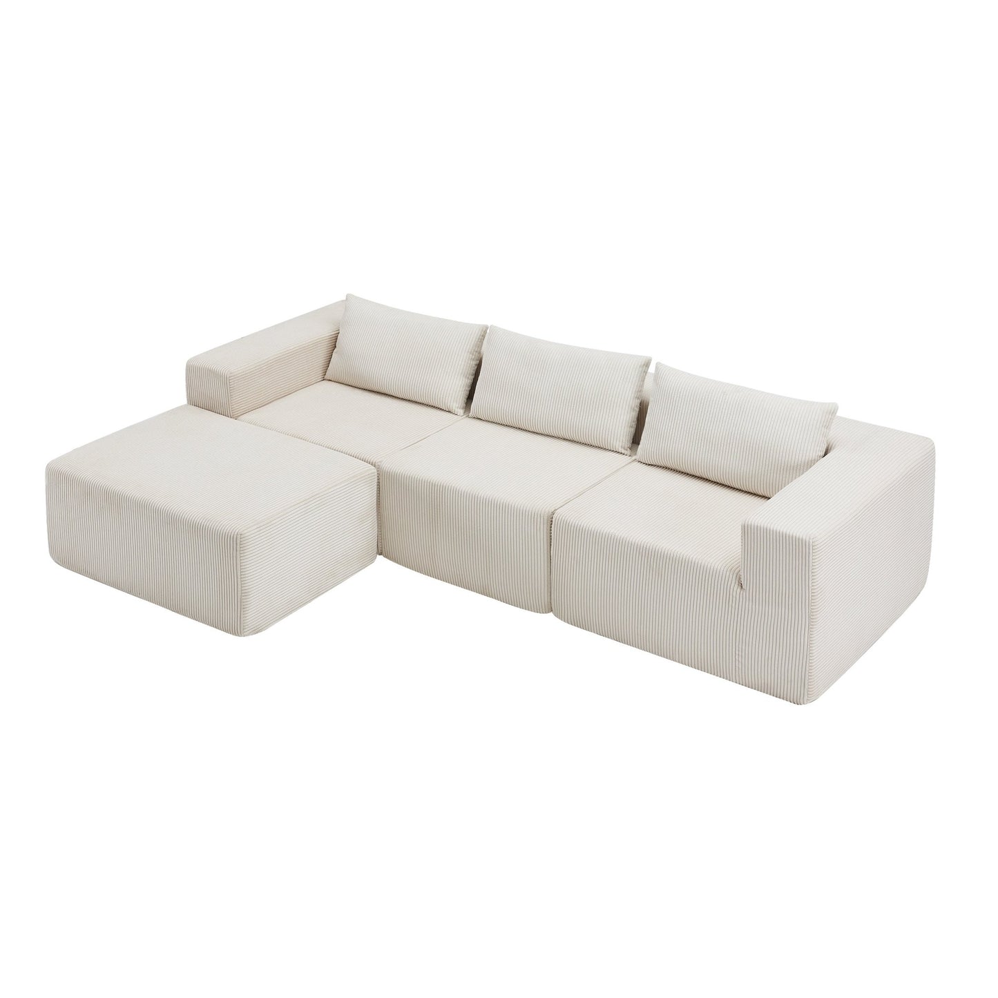 107' Compressed Sectional Sofas (Beige) - 1st Choice Furniture Direct