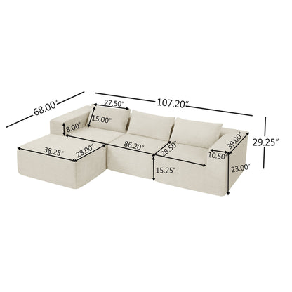 107' Compressed Sectional Sofas (Khaki) - 1st Choice Furniture Direct