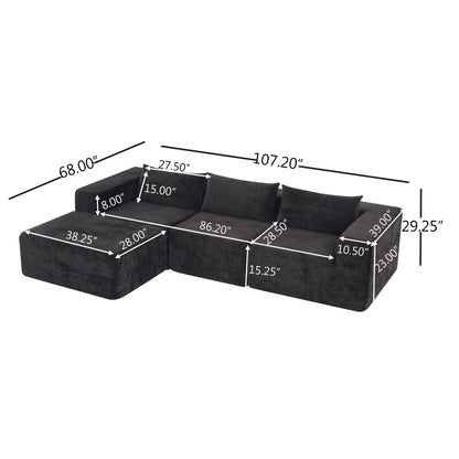 107' Compressed Sectional Sofas(Black) - 1st Choice Furniture Direct