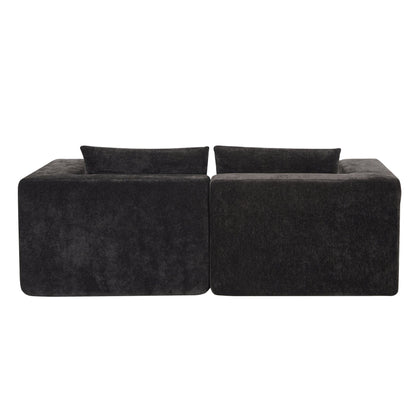 107' Compressed Sectional Sofas(Black) - 1st Choice Furniture Direct
