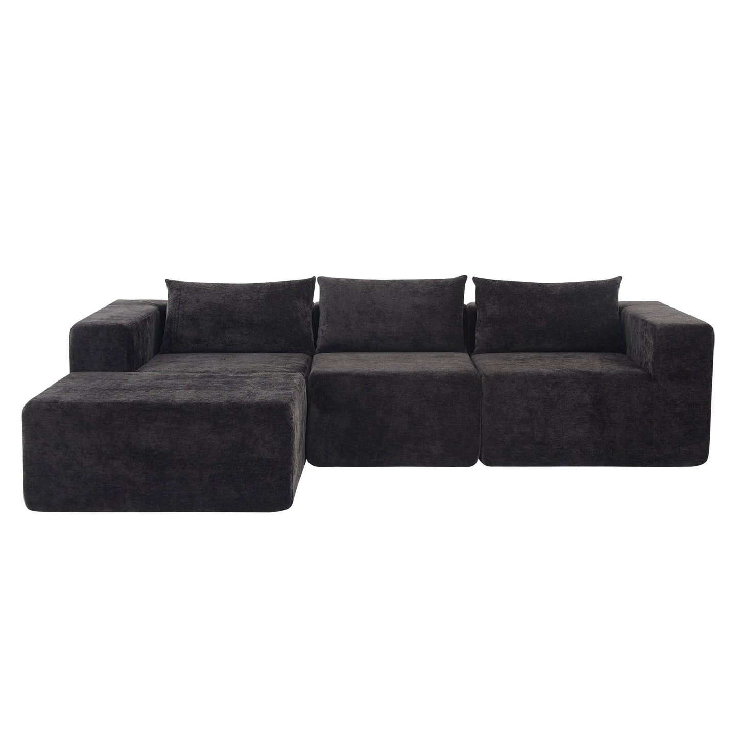 107' Compressed Sectional Sofas(Black) - 1st Choice Furniture Direct