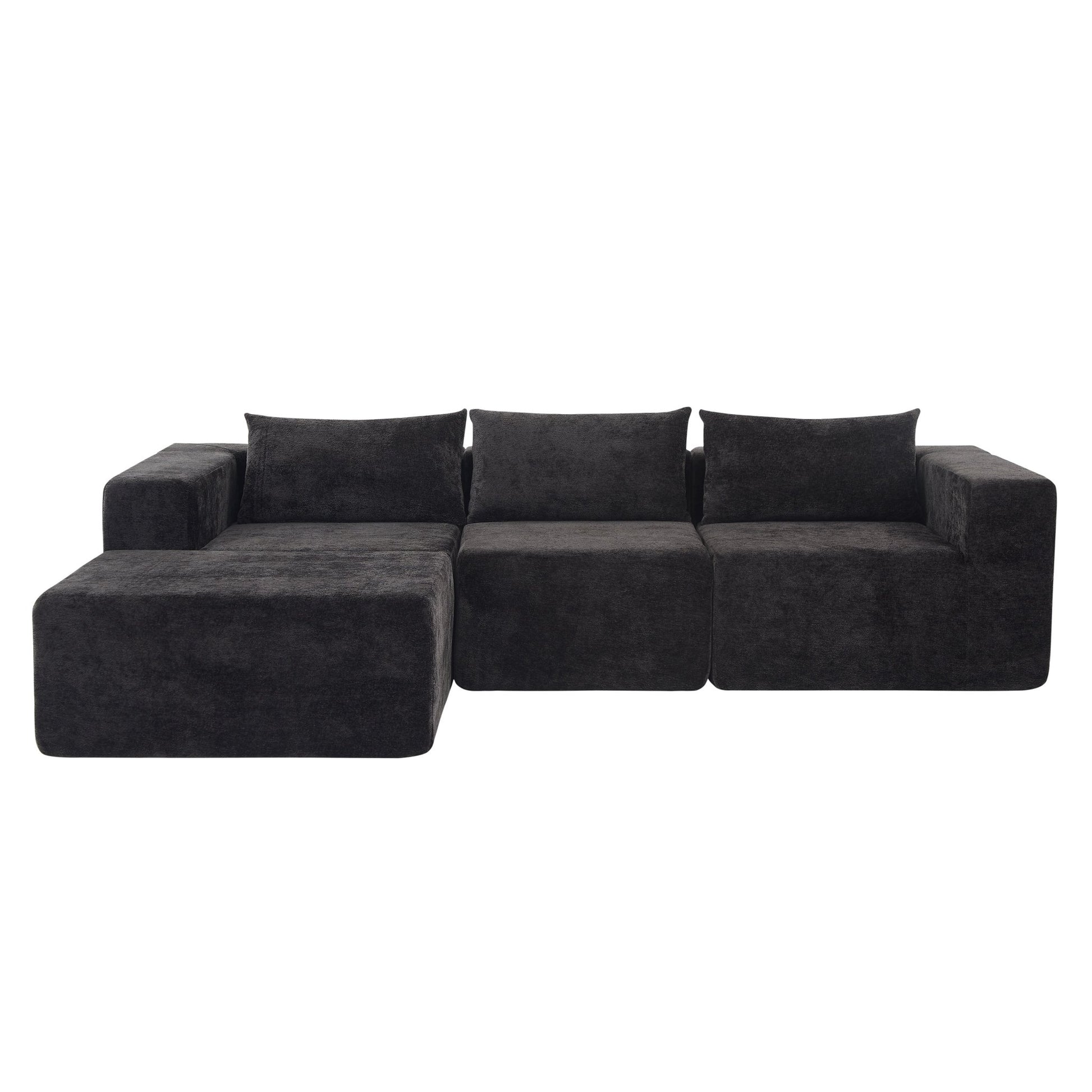 107' Compressed Sectional Sofas(Black) - 1st Choice Furniture Direct