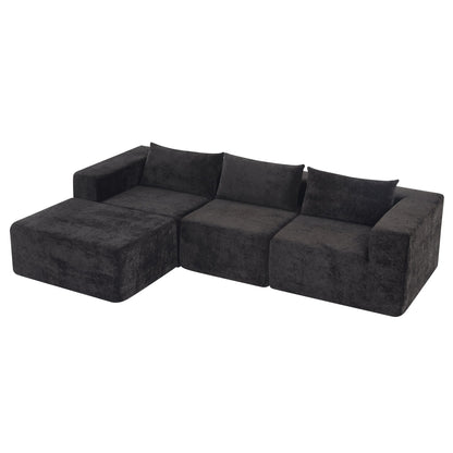 107' Compressed Sectional Sofas(Black) - 1st Choice Furniture Direct