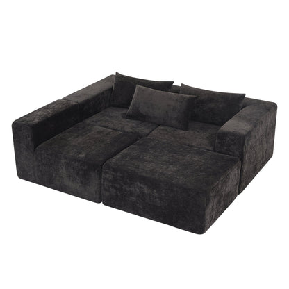 107' Compressed Sectional Sofas(Black) - 1st Choice Furniture Direct
