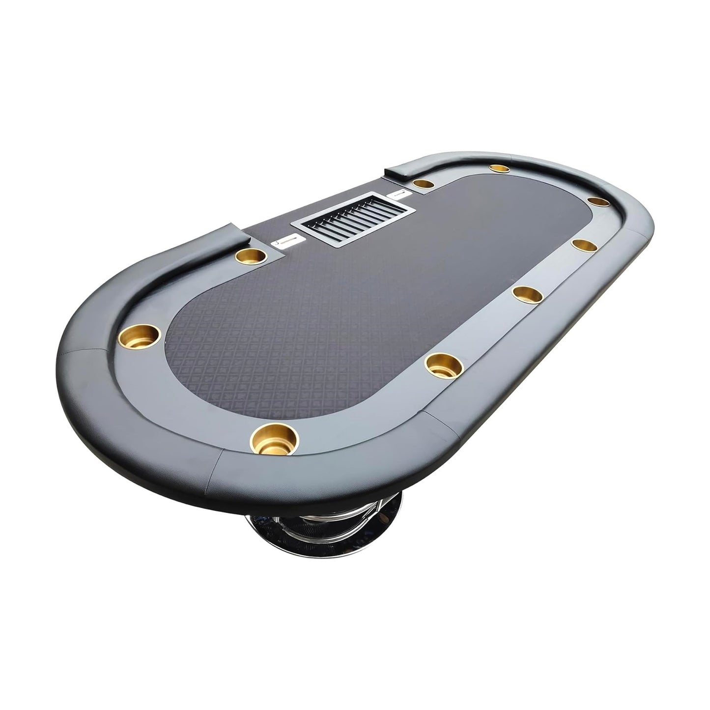 INO Design 96' Poker Table Elite Oval Dark Knight with Black Waterproof Felt Plastic Chip Tray Steel Drop Box