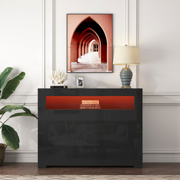 1st Choice Modern Sideboard Storage Cabinet Black High Gloss