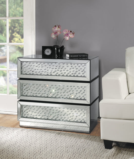 Nysa Mirrored & Faux Crystals Console Cabinet (Assembled)