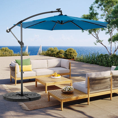 10ft Solar LED Offset Hanging Market Patio Umbrella ( Dark blue)(No Base) - 1st Choice Furniture Direct