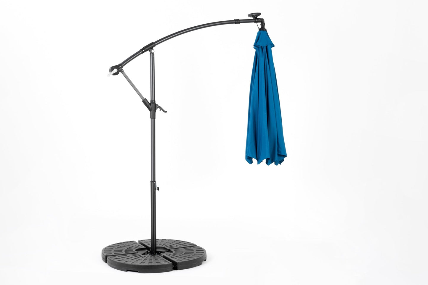 10ft Solar LED Offset Hanging Market Patio Umbrella ( Dark blue)(No Base) - 1st Choice Furniture Direct