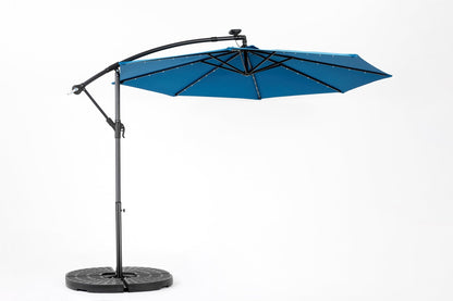 10ft Solar LED Offset Hanging Market Patio Umbrella ( Dark blue)(No Base) - 1st Choice Furniture Direct