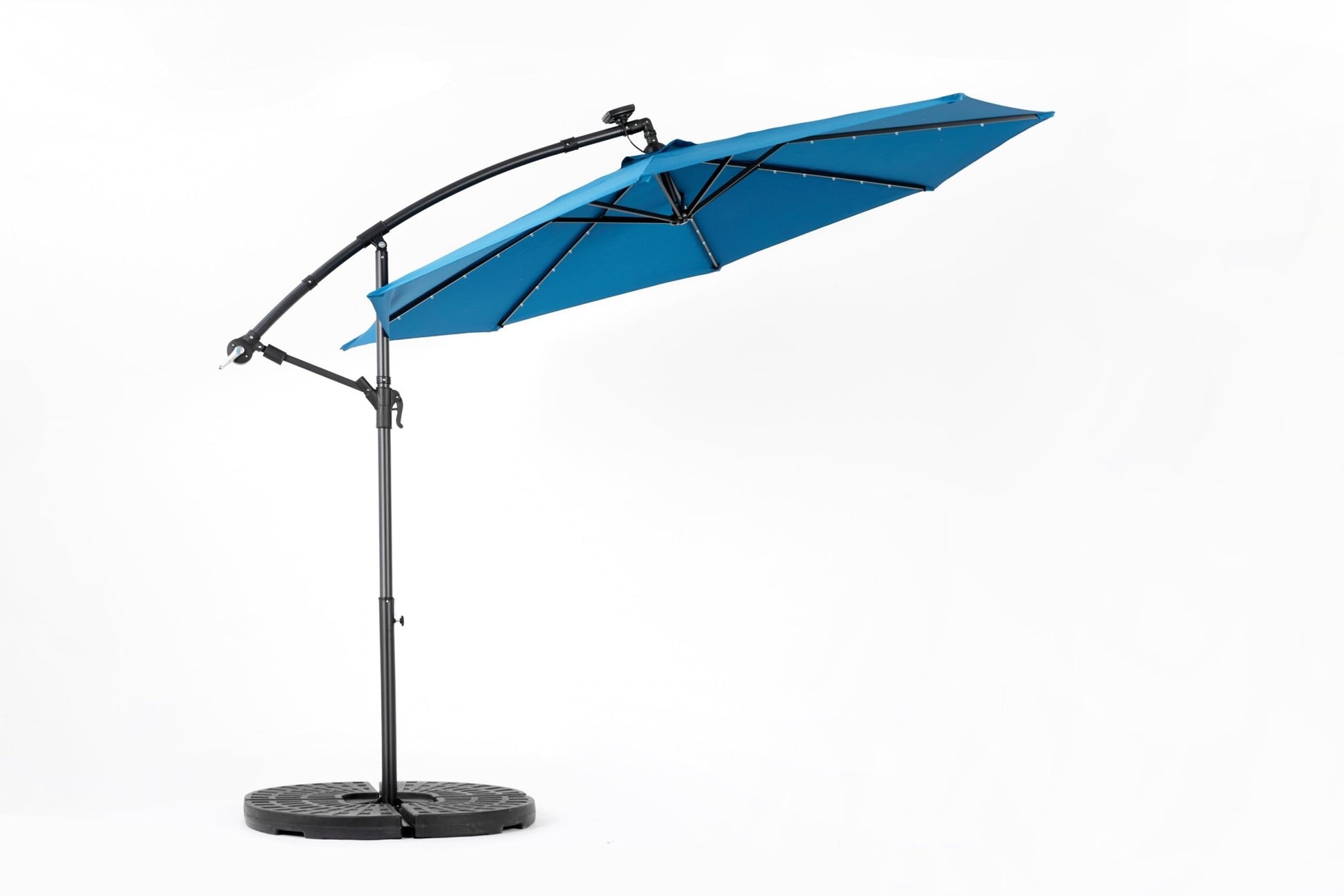 10ft Solar LED Offset Hanging Market Patio Umbrella ( Dark blue)(No Base) - 1st Choice Furniture Direct