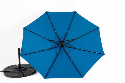 10ft Solar LED Offset Hanging Market Patio Umbrella ( Dark blue)(No Base) - 1st Choice Furniture Direct