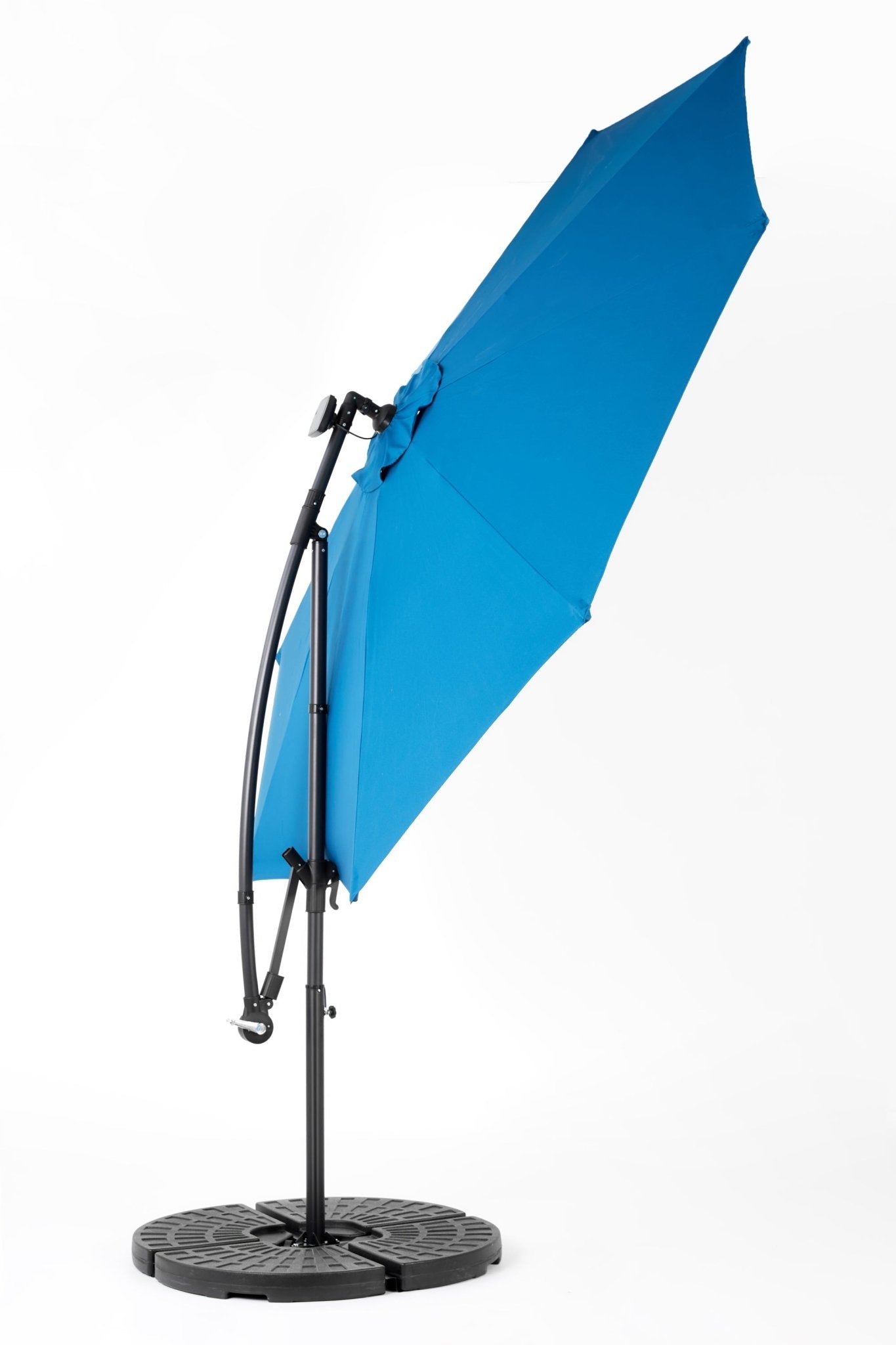 10ft Solar LED Offset Hanging Market Patio Umbrella ( Dark blue)(No Base) - 1st Choice Furniture Direct