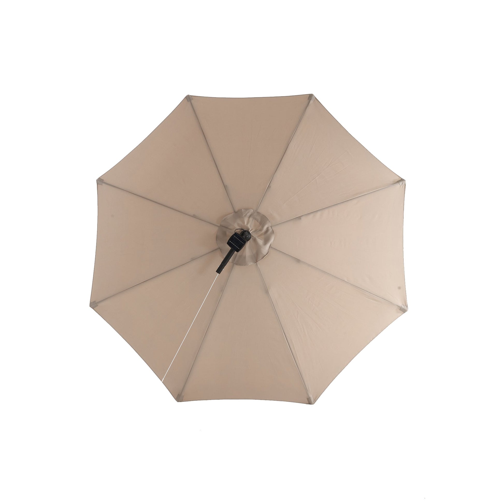10ft Solar LED Offset Hanging Market Patio Umbrella ( khaki )(No Base) - 1st Choice Furniture Direct