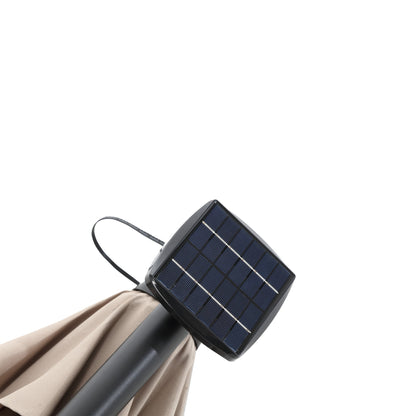 10ft Solar LED Offset Hanging Market Patio Umbrella ( khaki )(No Base) - 1st Choice Furniture Direct