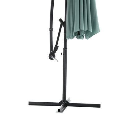 10ft Solar LED Offset Hanging Market Patio Umbrella ( Light green )(No Base) - 1st Choice Furniture Direct
