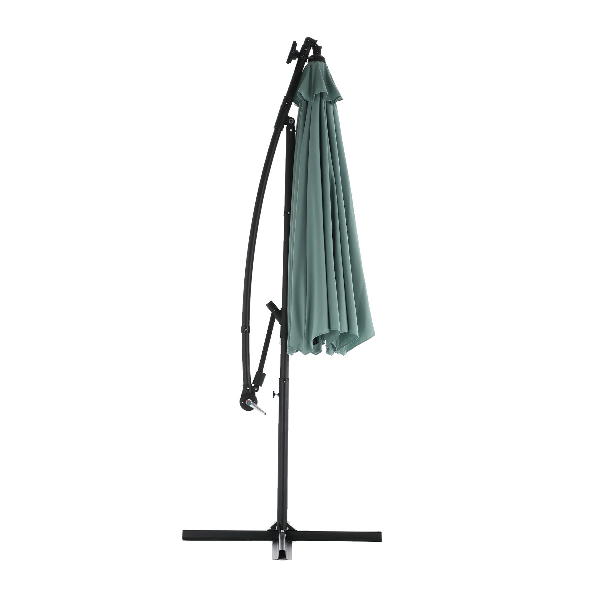 10ft Solar LED Offset Hanging Market Patio Umbrella ( Light green )(No Base) - 1st Choice Furniture Direct