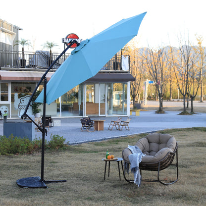 10ft Solar LED Offset Hanging Market Patio Umbrella ( Light green )(No Base) - 1st Choice Furniture Direct
