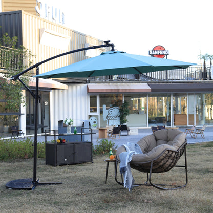 10ft Solar LED Offset Hanging Market Patio Umbrella ( Light green )(No Base) - 1st Choice Furniture Direct