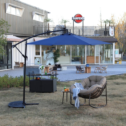 10ft Solar LED Offset Hanging Market Patio Umbrella (Navy blue )(No Base) - 1st Choice Furniture Direct