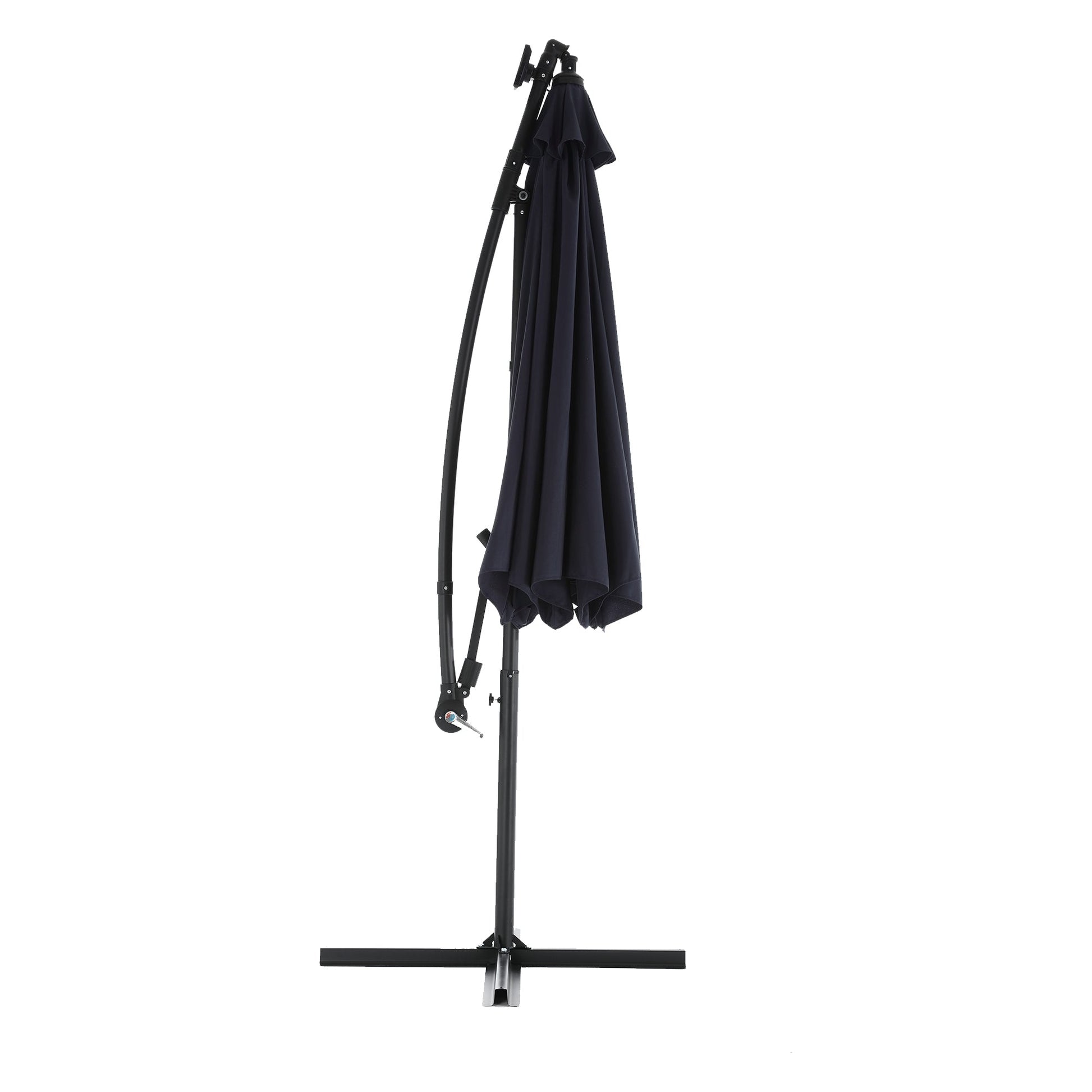 10ft Solar LED Offset Hanging Market Patio Umbrella (Navy blue )(No Base) - 1st Choice Furniture Direct