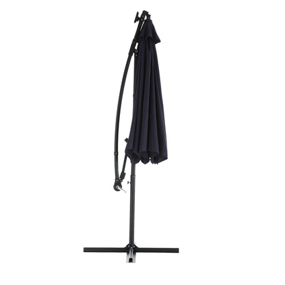 10ft Solar LED Offset Hanging Market Patio Umbrella (Navy blue )(No Base) - 1st Choice Furniture Direct