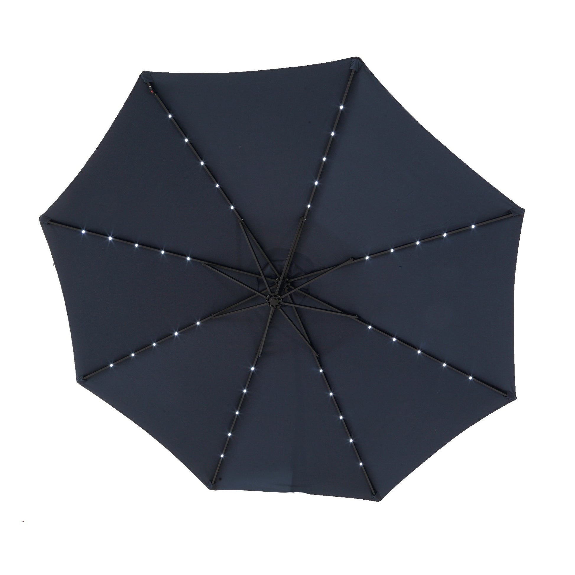 10ft Solar LED Offset Hanging Market Patio Umbrella (Navy blue )(No Base) - 1st Choice Furniture Direct