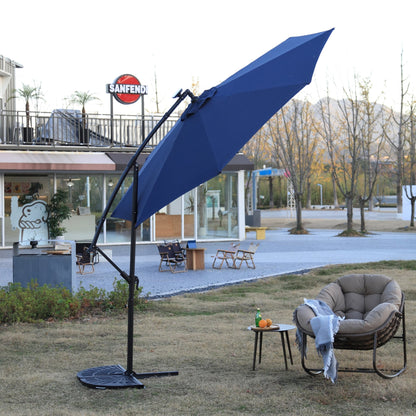 10ft Solar LED Offset Hanging Market Patio Umbrella (Navy blue )(No Base) - 1st Choice Furniture Direct