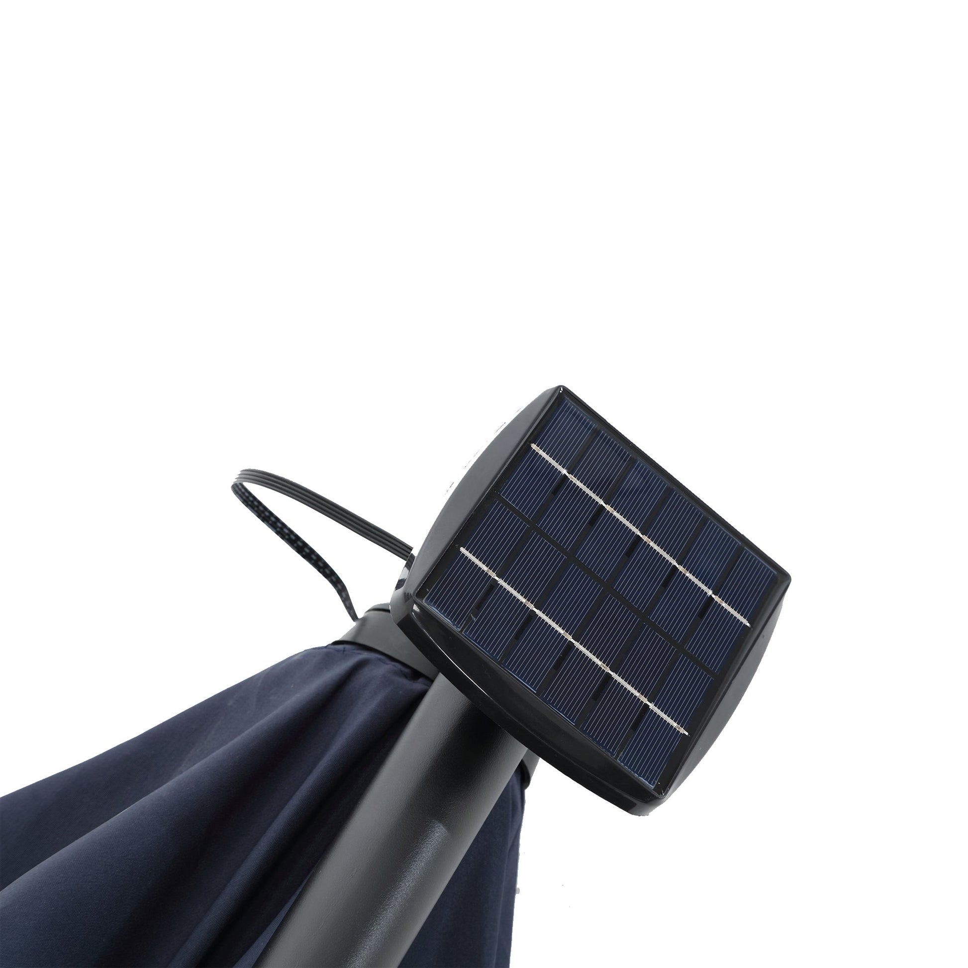 10ft Solar LED Offset Hanging Market Patio Umbrella (Navy blue )(No Base) - 1st Choice Furniture Direct