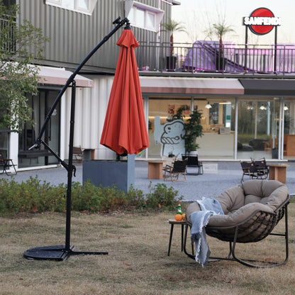 10ft Solar LED Offset Hanging Market Patio Umbrella (orange )(No Base) - 1st Choice Furniture Direct