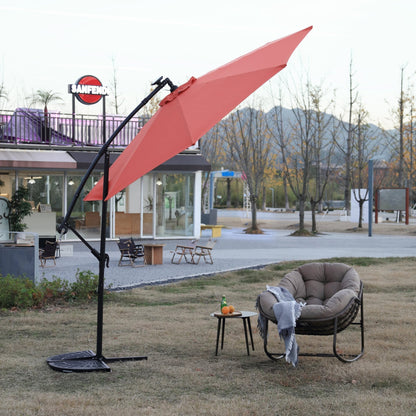 10ft Solar LED Offset Hanging Market Patio Umbrella (orange )(No Base) - 1st Choice Furniture Direct
