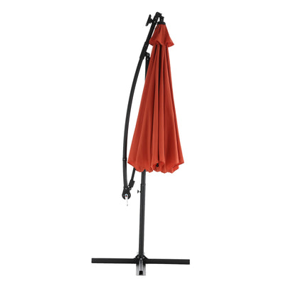 10ft Solar LED Offset Hanging Market Patio Umbrella (orange )(No Base) - 1st Choice Furniture Direct