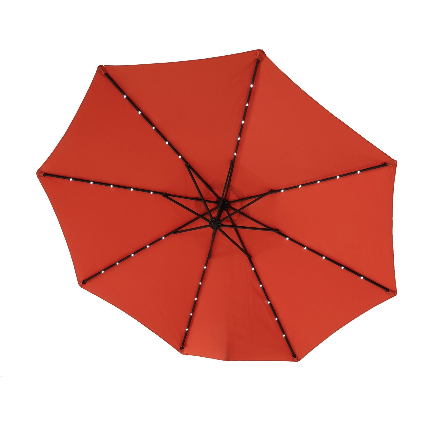 10ft Solar LED Offset Hanging Market Patio Umbrella (orange )(No Base) - 1st Choice Furniture Direct