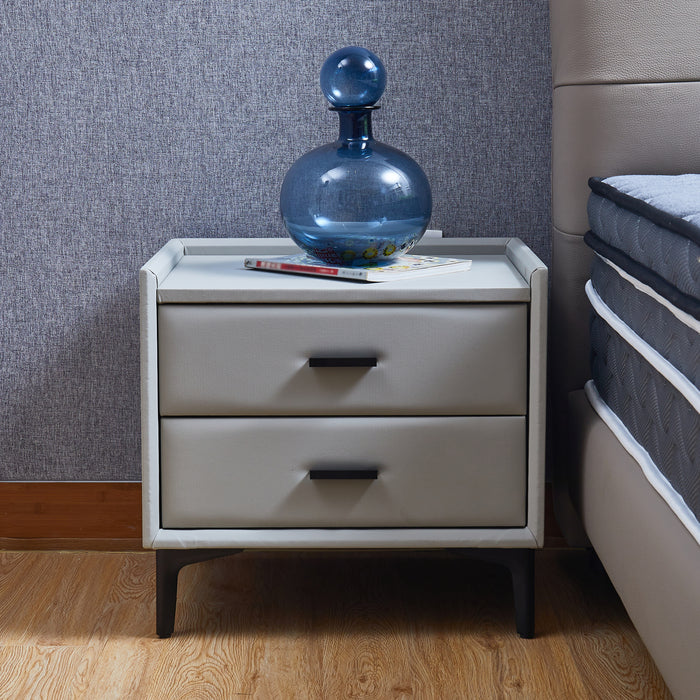 Enhance Your Space with Our 1st Choice Beige PU Leather Nightstand