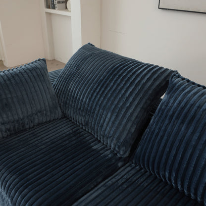 118.2' Cloud Sofa,Corduroy Fabric,Deep Seat Couches,Double - layer design,Removable Cushion,No Assembly, DIY Combination for Living room, Bedroom,Conference room ,Apartment,Blue - 1st Choice Furniture Direct