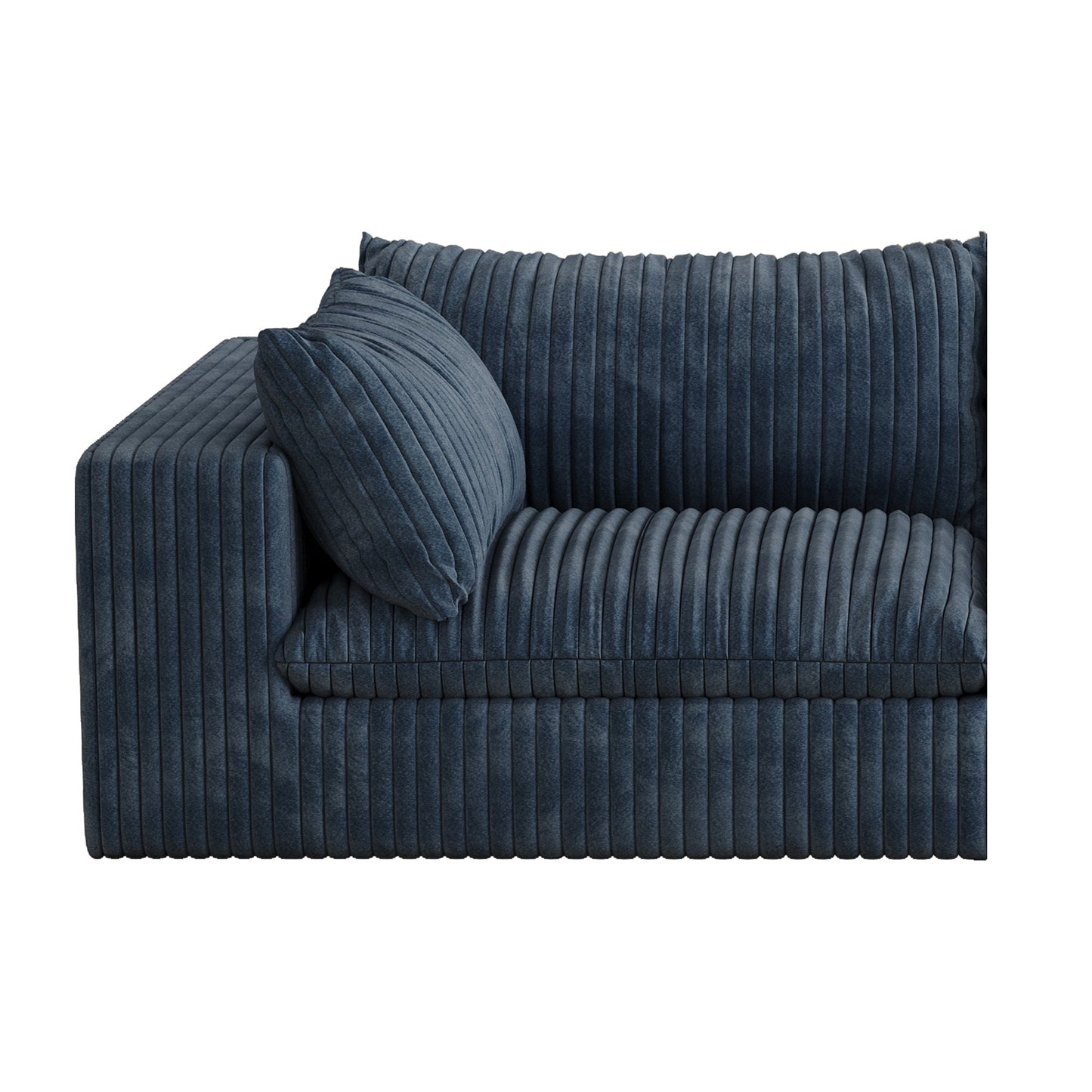 118.2' Cloud Sofa,Corduroy Fabric,Deep Seat Couches,Double - layer design,Removable Cushion,No Assembly, DIY Combination for Living room, Bedroom,Conference room ,Apartment,Blue - 1st Choice Furniture Direct