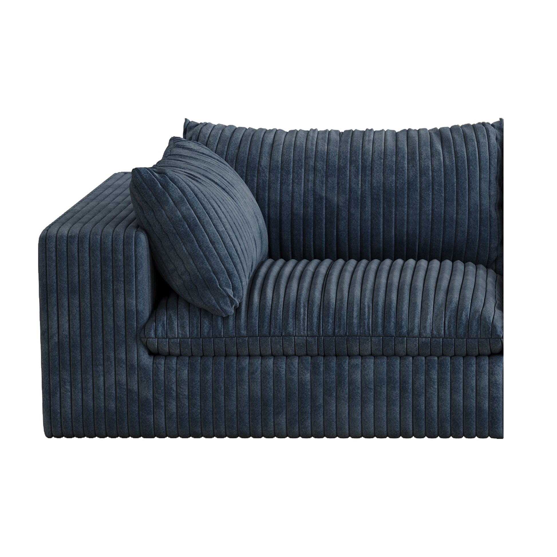 118.2' Cloud Sofa,Corduroy Fabric,Deep Seat Couches,Double - layer design,Removable Cushion,No Assembly, DIY Combination for Living room, Bedroom,Conference room ,Apartment,Blue - 1st Choice Furniture Direct