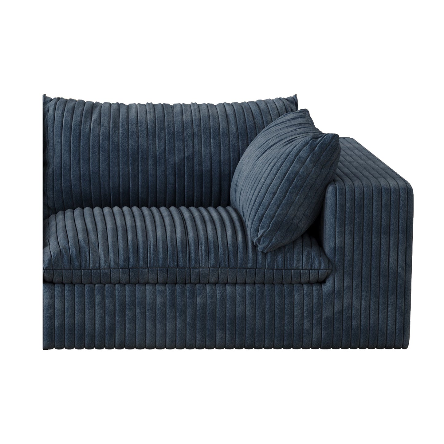 118.2' Cloud Sofa,Corduroy Fabric,Deep Seat Couches,Double - layer design,Removable Cushion,No Assembly, DIY Combination for Living room, Bedroom,Conference room ,Apartment,Blue - 1st Choice Furniture Direct